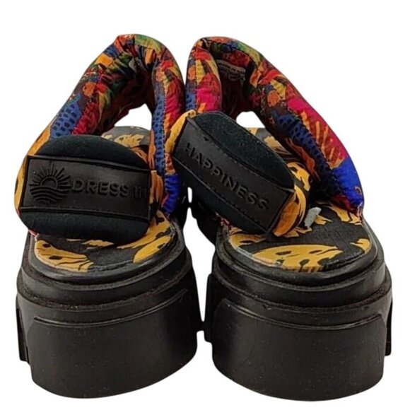 Farm Rio Mixed Print Floral Puffy Platform Slingback Sandals Size 7.5 New In Box - Picture 8 of 8